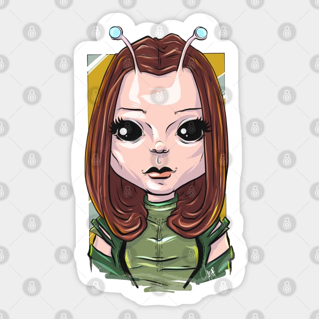 Pop Culture Caricature #21 - Mantis Sticker by yazgar